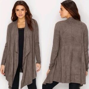 Barefoot Dreams Bamboo CozyChic Lite Island Wrap Cardigan S/M Taupe Brown